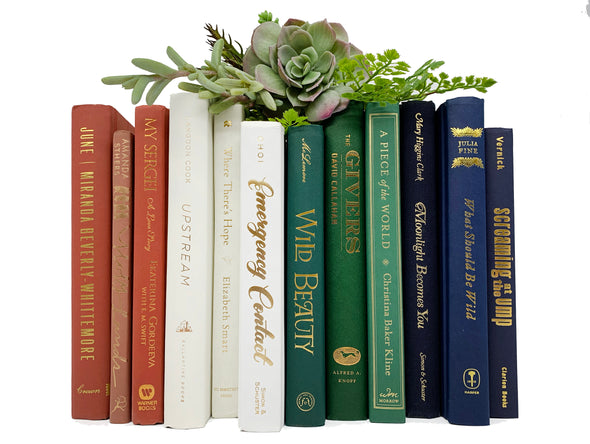 Decorative Books by Color - Navy, Red Dirt, Dark Green, White Decorative Books - Staging Books Color Bundle - Real Hardcover Stack of Books for Home Decor