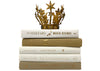 Bundle of Tan, Ivory, White Decorative Books with Gold Foil Lettering