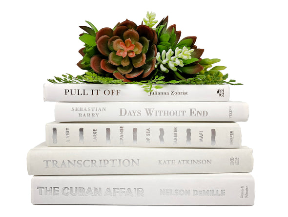 Bundle of White Decorative Books by Color for Interior Design, Home Decor, Home Staging